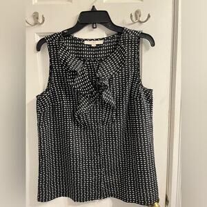 LOFT Statement Ruffle Sleeveless Print Blouse Sz M